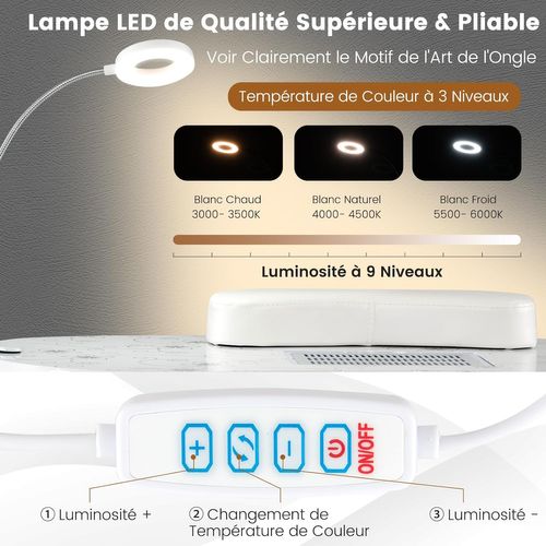 Table De Manucure Pliante Avec Aspirateur (blanc,90 X 43 X 73 Cm)