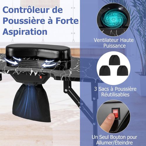 Table De Manucure Pliante Avec Aspirateur (noir, 90 X 40 X 77 Cm)