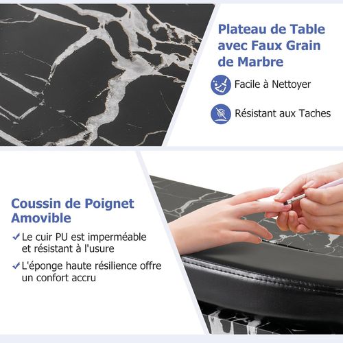 Table De Manucure Pliante Avec Aspirateur (noir, 90 X 40 X 77 Cm)