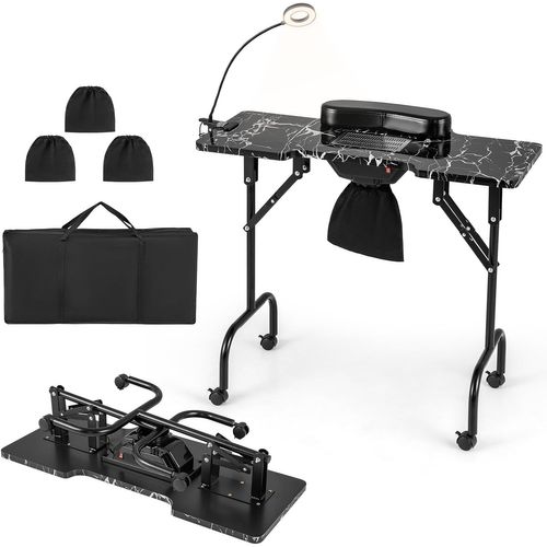 Table De Manucure Pliante Avec Aspirateur (noir, 90 X 40 X 77 Cm)