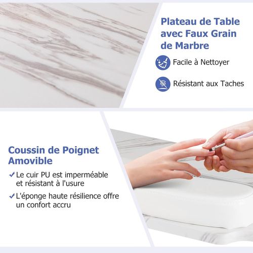 Table De Manucure Pliante Avec Aspirateur (blanc,90 X 40 X 77 Cm)