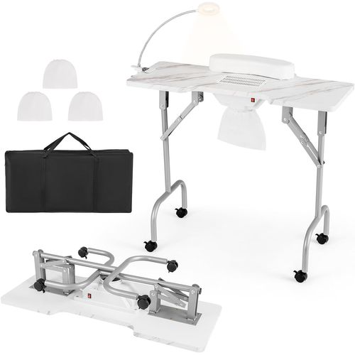 Table De Manucure Pliante Avec Aspirateur (blanc,90 X 40 X 77 Cm)