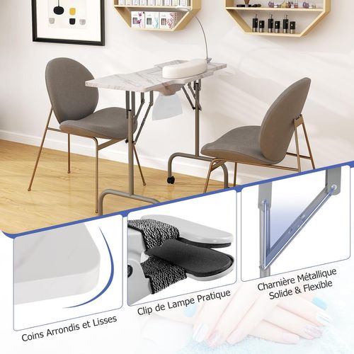 Table De Manucure Pliante Avec Aspirateur (blanc,90 X 40 X 77 Cm)