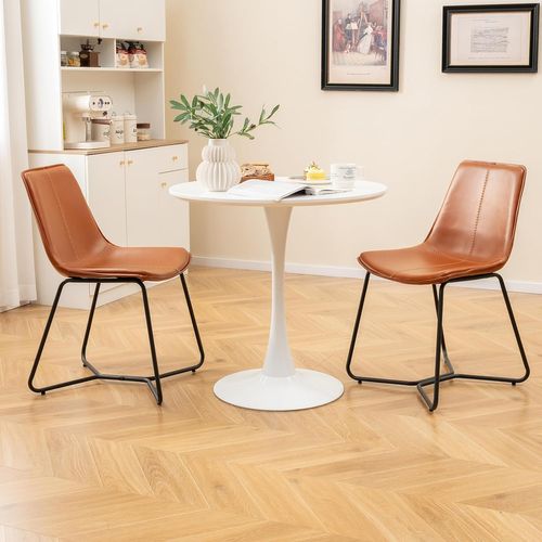 Chaises Salle à Manger Lot De 2, Chaises Cuisine Pu, Pieds Métalliques, Couture Vintage