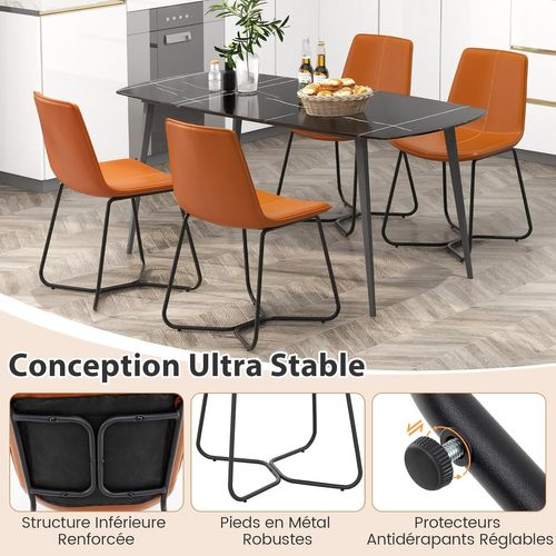 Chaises Salle à Manger Lot De 2, Chaises Cuisine Pu, Pieds Métalliques, Couture Vintage