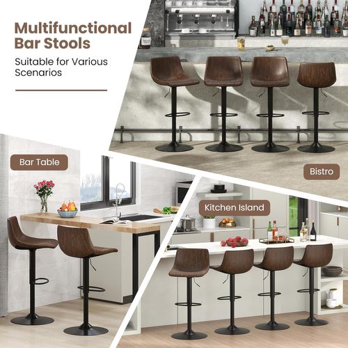 Lot De 2 Tabourets De Bar Pivotant, Chaise De Bar En Tissu Technique, Hauteur Réglable