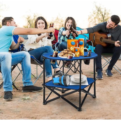 Table De Camping Pliante à 2 Niveaux, Table De Pique-nique Portable Avec Sac De Transport, 72 X 59cm