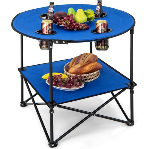 Table De Camping Pliante à 2 Niveaux, Table De Pique-nique Portable Avec Sac De Transport, 72 X 59cm