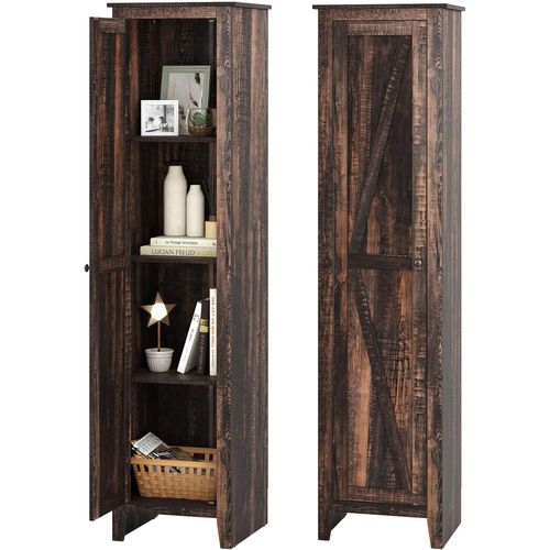 Armoire De Salle De Bain De 180 Cm De Haute, Meuble De Rangement, Colonne(marron Rustique)