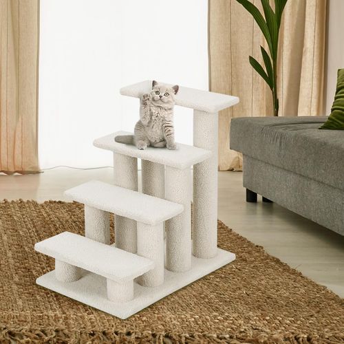 Escalier Pour Chien Chat à 4 Marches, Rampe Pour Chien Chat, Charge 25kg, 60,5 X 40 X 60 Cm
