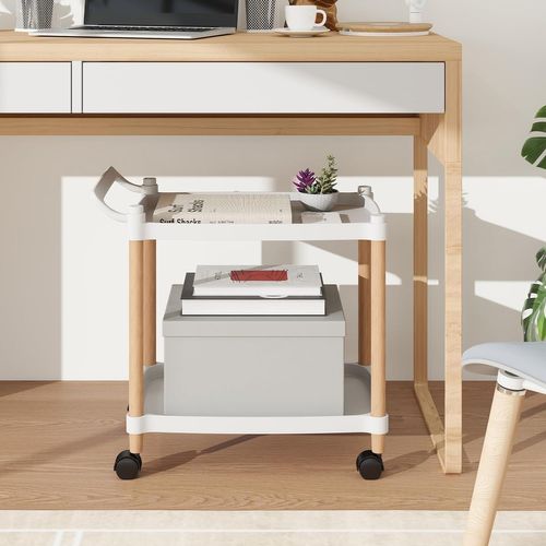 Chariot De Rangement à Roulettes, Desserte 2 Niveaux, 4 Roues, Capacité 25 Kg, 52,5 X 33,5 X 50 Cm