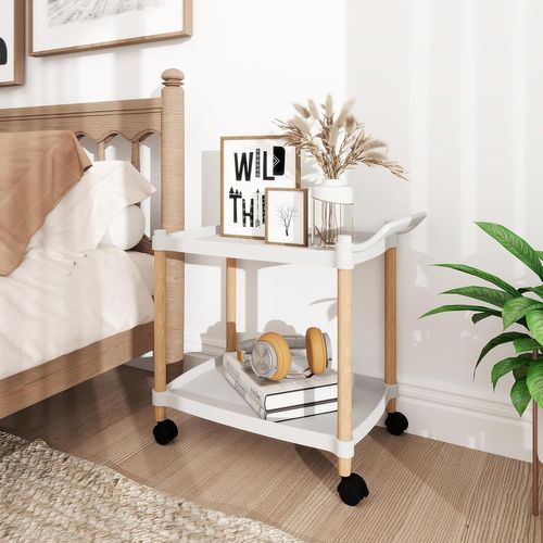 Chariot De Rangement à Roulettes, Desserte 2 Niveaux, 4 Roues, Capacité 25 Kg, 52,5 X 33,5 X 50 Cm