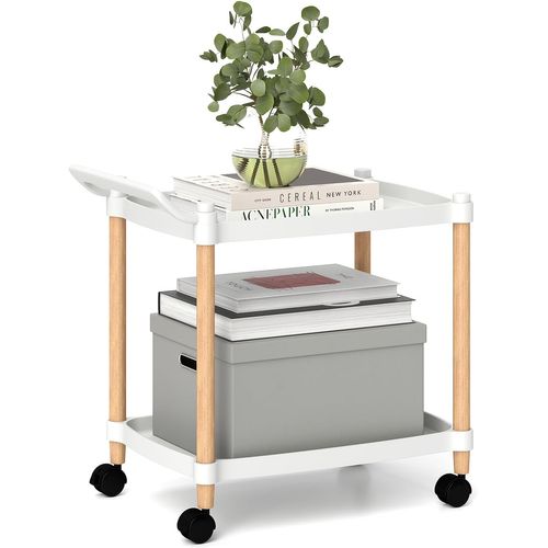 Chariot De Rangement à Roulettes, Desserte 2 Niveaux, 4 Roues, Capacité 25 Kg, 52,5 X 33,5 X 50 Cm