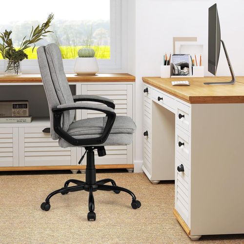 Chaise De Bureau Ergonomique Réglable En Hauteur, Chaise Mobile Avec Roues, Gris