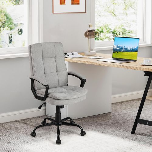 Chaise De Bureau Ergonomique Réglable En Hauteur, Chaise Mobile Avec Roues, Gris