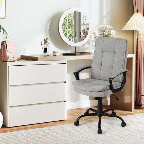 Chaise De Bureau Ergonomique Réglable En Hauteur, Chaise Mobile Avec Roues, Gris
