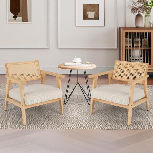 Chaise D'appoint En Velours Côtelé, Chaise De Loisirs D'ntérieur Avec Siège Rembourré , Naturel