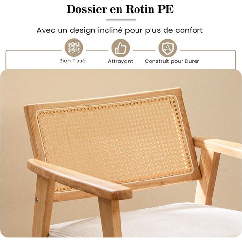 Chaise D'appoint En Velours Côtelé, Chaise De Loisirs D'ntérieur Avec Siège Rembourré , Naturel