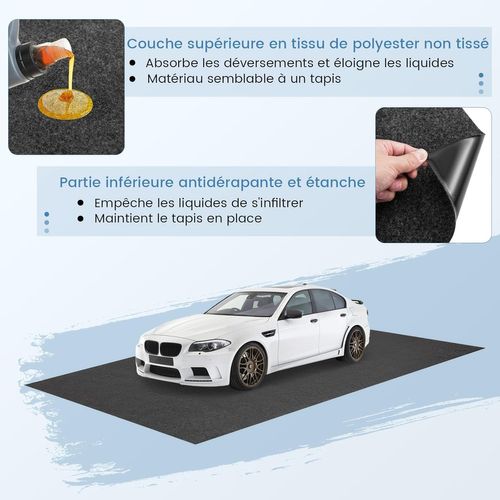 Tapis De Sol Pour Garage Imperméable, Tapis Antidérapant Voiture Réutilisable, Gris (600 X 220 Cm)
