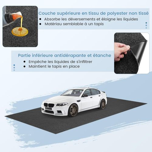Tapis De Sol Pour Garage Imperméable, Tapis Antidérapant Voiture Réutilisable, Gris (800 X 220 Cm)
