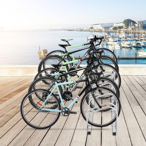 Râtelier 5 Vélo, Support De Rangement Vélo En Acier, Fixation Au Sol Au Mur Pour Extérieur Intérieur