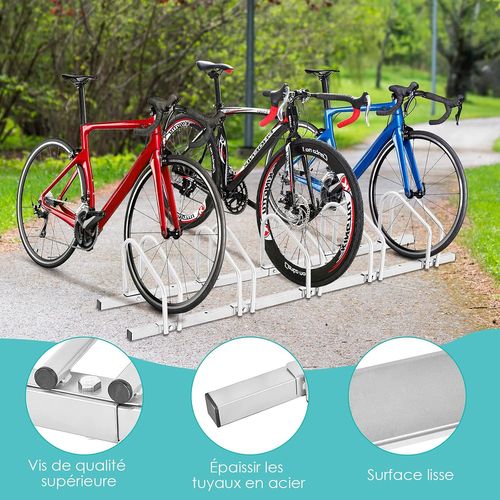 Râtelier 5 Vélo, Support De Rangement Vélo En Acier, Fixation Au Sol Au Mur Pour Extérieur Intérieur