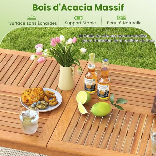 Table De Jardin En Bois D'acacia Pour 8 Personnes, Table De Salle à Manger D'extérieur, Naturel