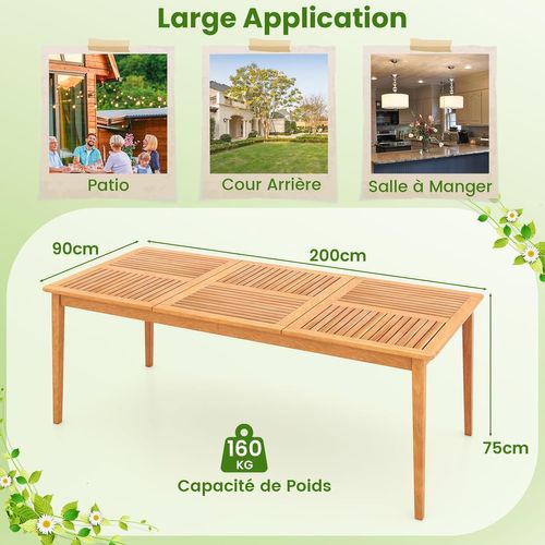Table De Jardin En Bois D'acacia Pour 8 Personnes, Table De Salle à Manger D'extérieur, Naturel