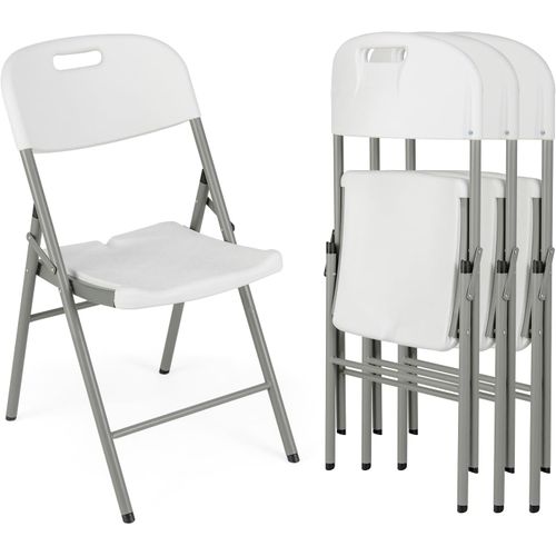 Lot De 4 Chaises Pliantes En Hdpe, Chaise De Jardin Exterieur, Charge 160 Kg, 58 X 45,5 X 84 Cm