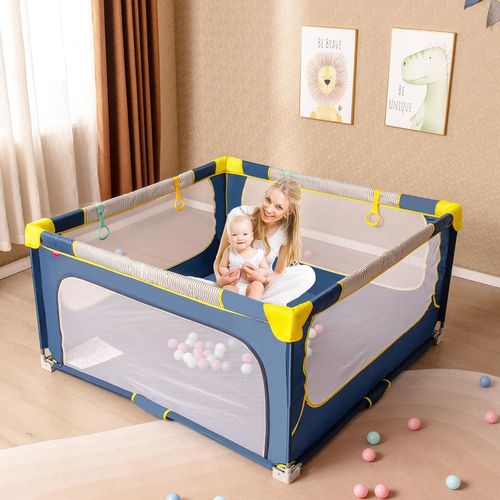Parc Bébé Pliable Avec 50 Balles Océaniques, Parc Enfant Sans Bpa (bleu,150 X 150 X 76,5 Cm)