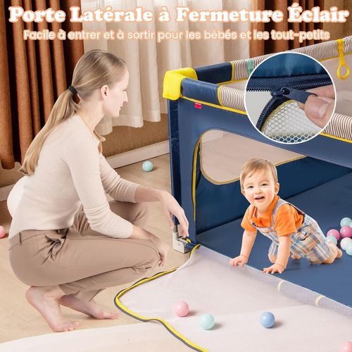 Parc Bébé Pliable Avec 50 Balles Océaniques, Parc Enfant Sans Bpa (bleu,150 X 150 X 76,5 Cm)