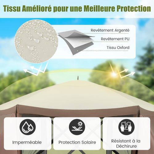 Tonnelle 350 X 350 Cm à Ouverture Instantanée, Tente Gazebo Pour 8 à 10 Personnes, Café