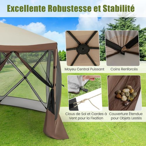 Tonnelle 350 X 350 Cm à Ouverture Instantanée, Tente Gazebo Pour 8 à 10 Personnes, Café