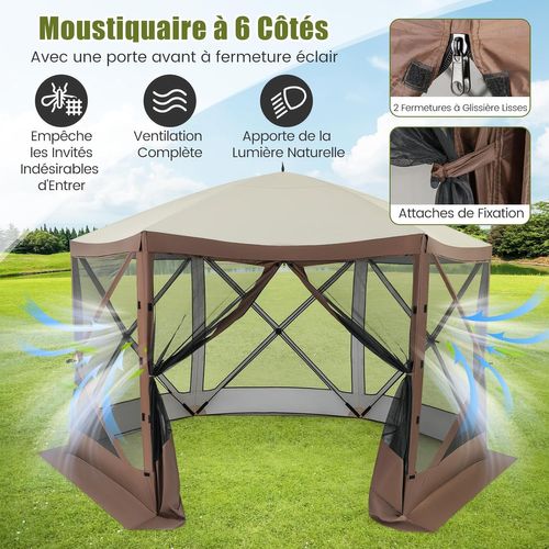 Tonnelle 350 X 350 Cm à Ouverture Instantanée, Tente Gazebo Pour 8 à 10 Personnes, Café