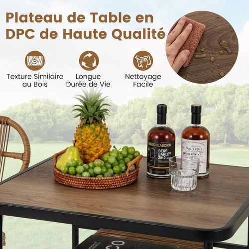 Ensemble De Meubles 3 Pièces De Patio En Rotin Charge 180kg, Salon De Jardin 2 Chaises, Naturel