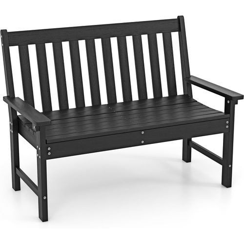 Banc De Jardin Exterieur En Hdpe, Banc Extérieur Jardin 2 Places Avec Dossier Et Accoudoirs (noir)