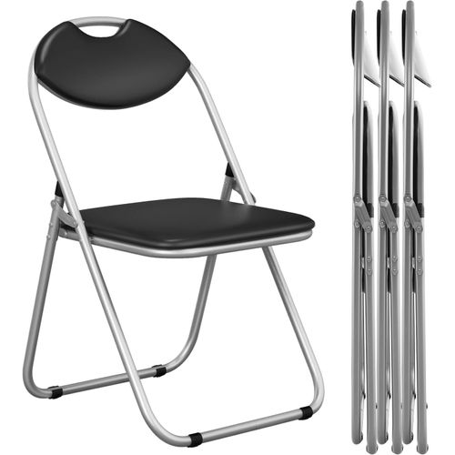 Lot De 4 Chaise Pliante En Métal, Charge 115 Kg, Sans Assemblage, Noir Moderne