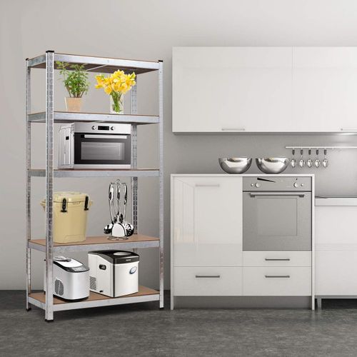 Etagère De Garage à 5 Niveaux Charge Max.875kg Avec Etagère Ajustable, 40 X 90 X 180 Cm (argent)