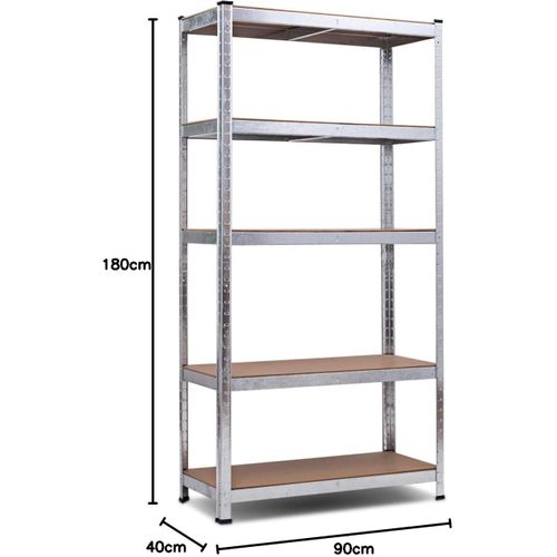 Etagère De Garage à 5 Niveaux Charge Max.875kg Avec Etagère Ajustable, 40 X 90 X 180 Cm (argent)