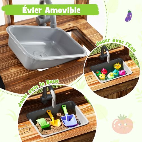 Cuisine Extérieure Enfant Avec Tableau Noir et Tableau Acrylique,68 × 35 × 97cm，pour 3 Ans+