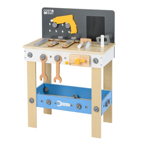 Jouets D'établi à Outils En Bois Enfant Avec 8 Outils et 28 Accessoires, Jouet Bricolage Enfants