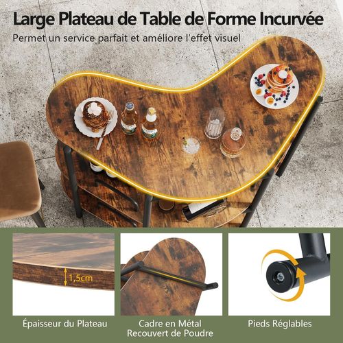 Table De Bar 3 Niveaux, Bar D'angle Avec 2 Supports à Verres à Pied, Mini Table Cuisine 4 Personnes
