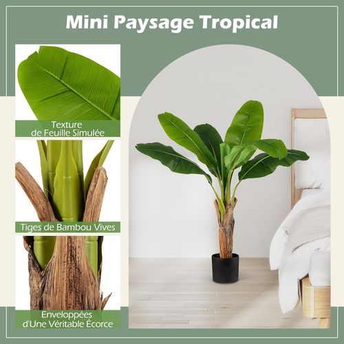 Lot De 2 Arbres Artificiels Oiseau De Paradis De 107 Cm Avec Pot Branches Réglables