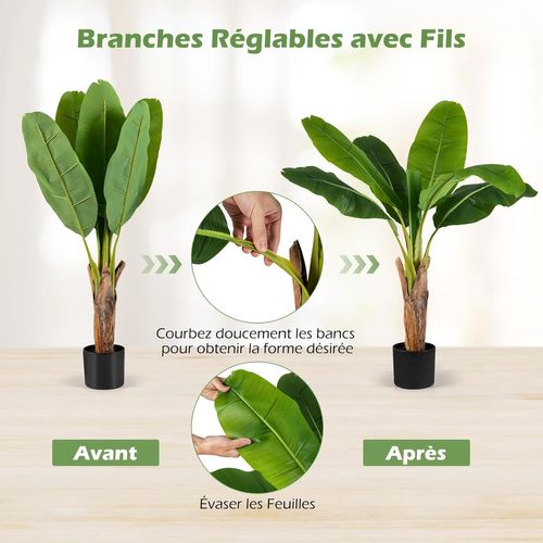 Lot De 2 Arbres Artificiels Oiseau De Paradis De 107 Cm Avec Pot Branches Réglables