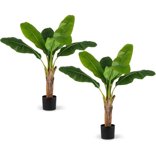 Lot De 2 Arbres Artificiels Oiseau De Paradis De 107 Cm Avec Pot Branches Réglables