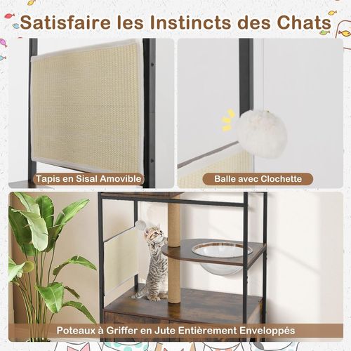 Meuble Litiere Chat, Tapis Et Poteaux à Griffer En Sisal, Condo, Capsule, 80 X 48 X 150 Cm