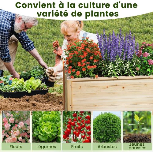 Jardinières En Bois De Sapin 100 X 64 X 65,5 Cm, Bac à Fleurs Avec Base Ouverte, Naturel