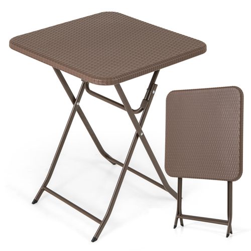 Table De Jardin Pliante Carrée De 60 Cm, Table Basse Extérieur En Plastique, Charge 50 Kg