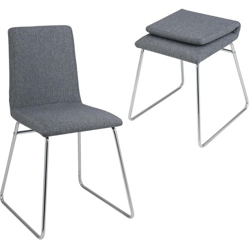 Chaise Salle à Manger En Lin Lot De 2, Dossier Pliable, Cadre En Métal, Siège Large Rembourré