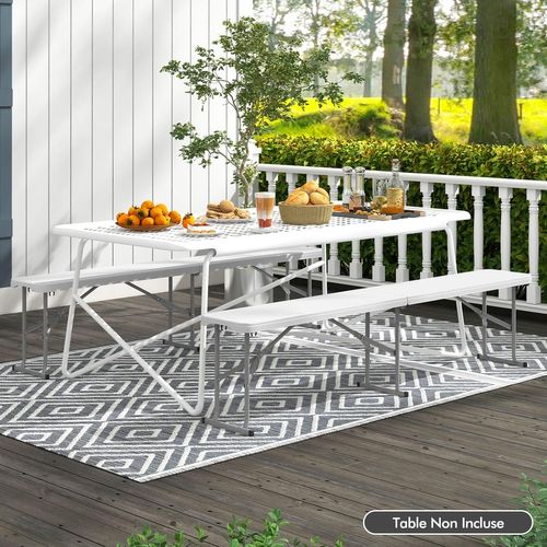 Banc Exterieur Jardin 182 X 27,5 X 43 Cm, Banc Pliable à 3 Places En Hdpe, Charge 300 Kg